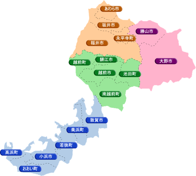 福井県内17市町記載の地図